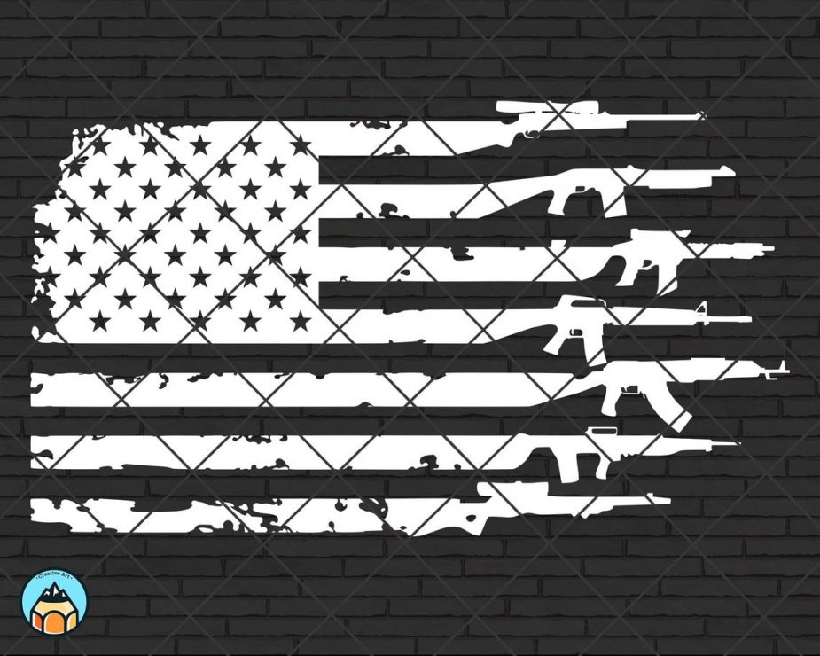 American Flag with Guns SVG | HotSVG.com