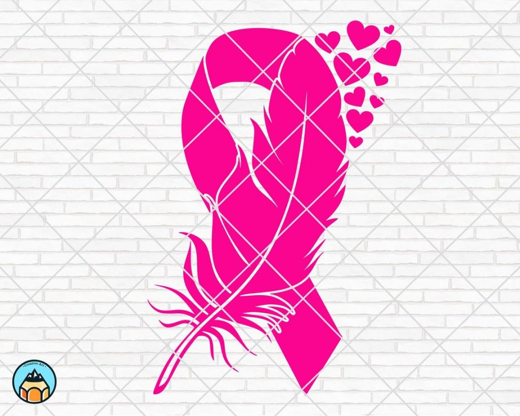 Feather Pink Ribbon Svg Breast Cancer Svg 2822
