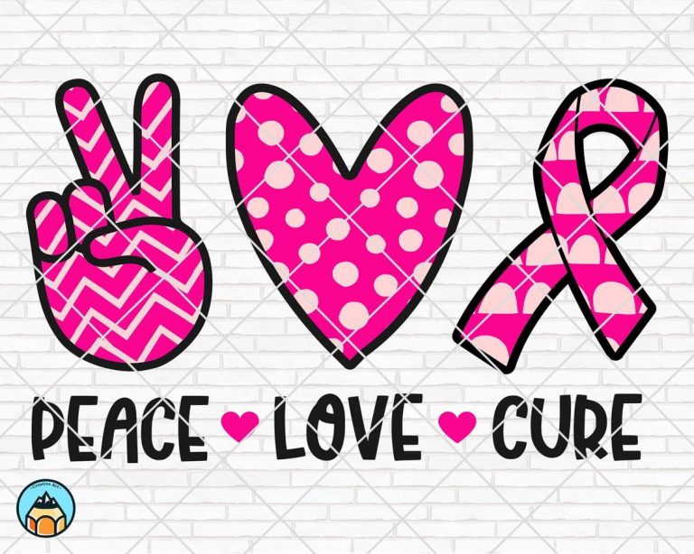 Download Peace Love Cure SVG, Breast Cancer SVG | HotSVG.com