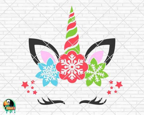 Winter Unicorn Face SVG